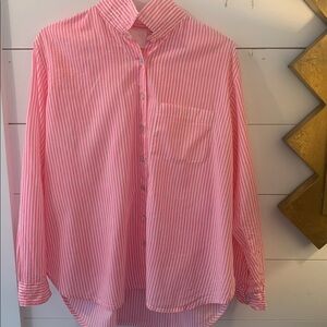 Elegant Pink Striped Women's Button Down Shirt